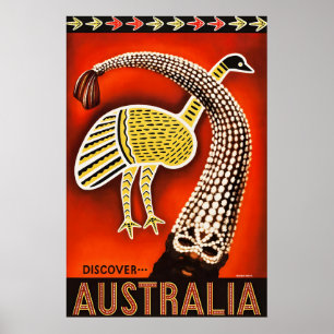 Poster Cartaz de Viagem Vintage Austrália Arte Aborígene