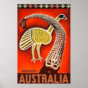 Poster Cartaz de Viagem Vintage Austrália Arte Aborígene