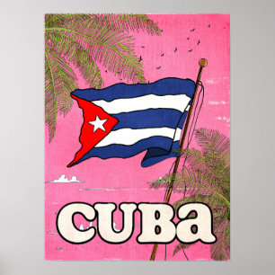 Poster Cartaz de Viagem Vintage Bandeira Cubana