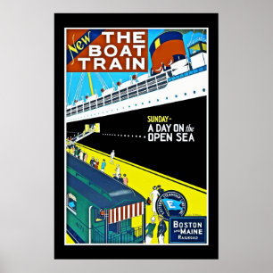 Póster Cartaz de Viagem Vintage Boston Maine Railroad