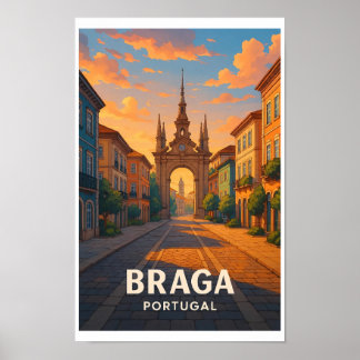 Poster Cartaz de Viagem Vintage Braga Portugal