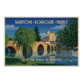 Póster Cartaz de Viagem Vintage Brantôme Dordogne França