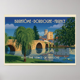 Poster Cartaz de Viagem Vintage Brantôme Dordogne França