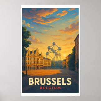 Poster Cartaz de Viagem Vintage Bruxelas Bélgica