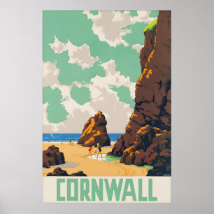 Poster Cartaz de Viagem Vintage Cornwall, Britânico