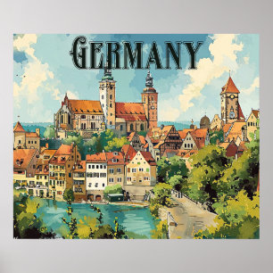 Poster cartaz de viagem vintage da Alemanha