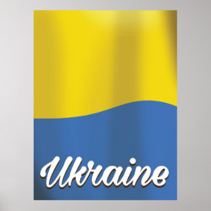 Poster cartaz de viagem vintage da bandeira da Ucrânia