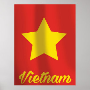 Poster cartaz de viagem vintage da bandeira do Vietnã