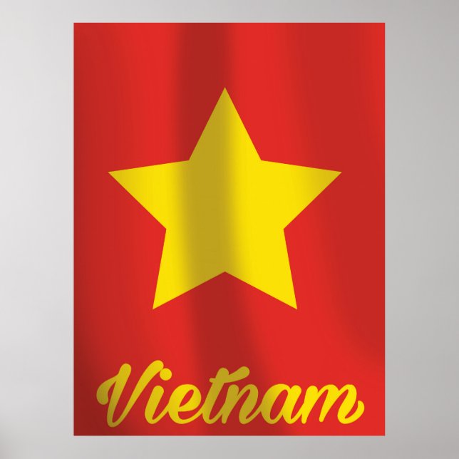 Poster cartaz de viagem vintage da bandeira do Vietnã (Frente)