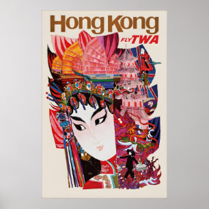 Poster Cartaz de Viagem Vintage da China Hong Kong Impres