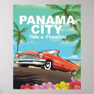 Poster cartaz de viagem vintage da cidade do panamá