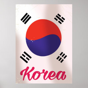 Poster Cartaz de viagem vintage da Coreia do Sul