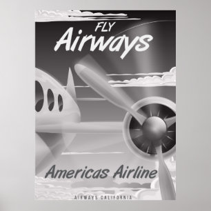 Poster Cartaz de viagem vintage da Fly Airways