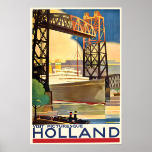 Poster Cartaz de Viagem Vintage da Holanda Arte de Parede