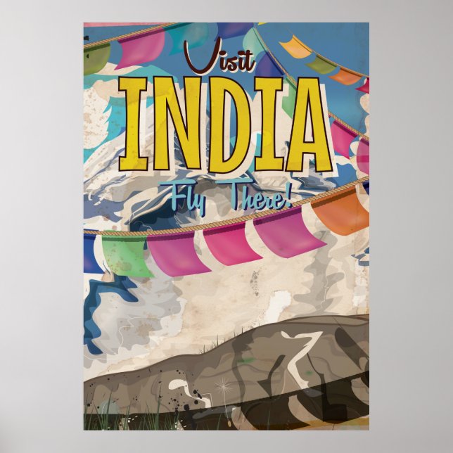 Poster Cartaz de viagem vintage da Índia (Frente)