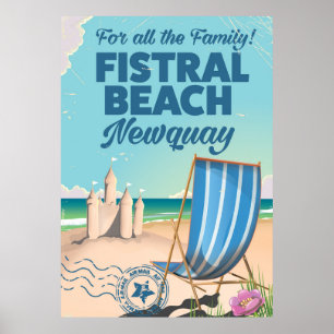 Poster Cartaz de viagem vintage da Praia de Fistral Newqu