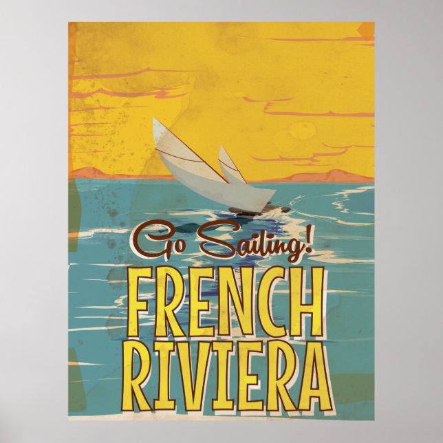 Poster Cartaz de viagem vintage da Riviera Francesa (Frente)