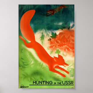 Poster Cartaz de Viagem Vintage da URSS Caça Restaurada