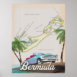 Poster Cartaz de viagem vintage das Bermudas