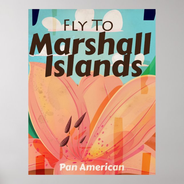 Póster Cartaz de viagem vintage das Ilhas Marshall (Frente)