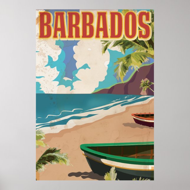 Poster Cartaz de viagem vintage de Barbados (Frente)