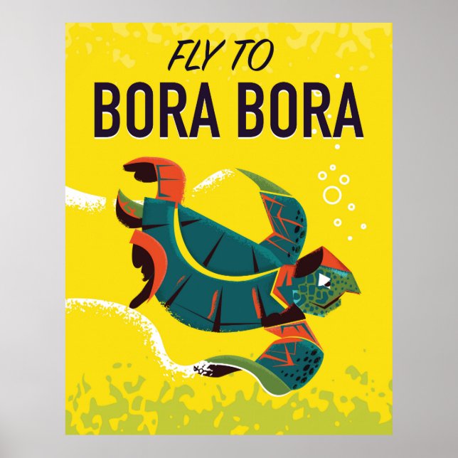 Póster Cartaz de viagem vintage de Bora Bora (Frente)