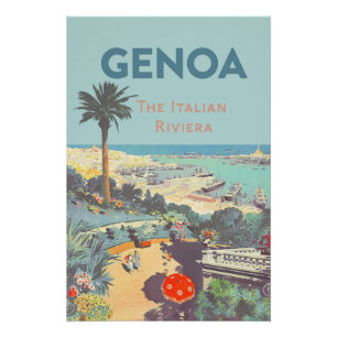 Póster Cartaz de Viagem Vintage de Gênova Riviera Italian