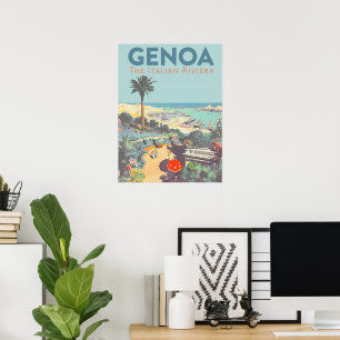 Poster Cartaz de Viagem Vintage de Gênova Riviera Italian