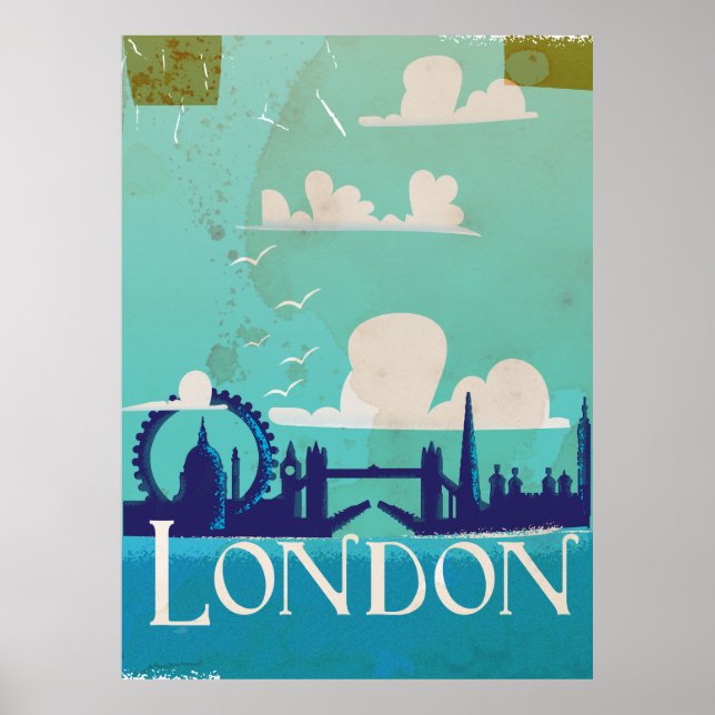 Poster Cartaz de viagem vintage de Londres (Frente)