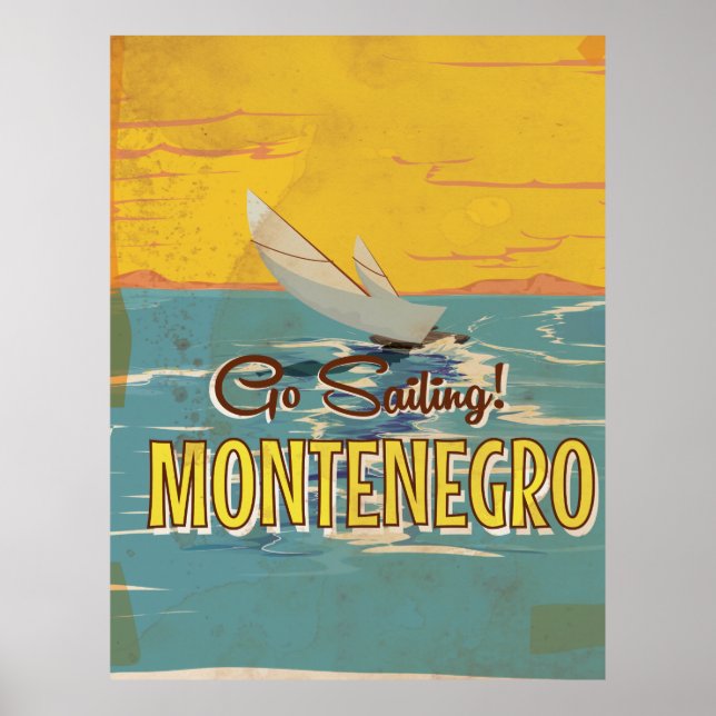 Poster cartaz de viagem vintage de Montenegro (Frente)