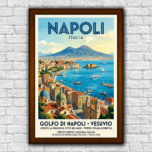 Poster Cartaz de Viagem Vintage de Nápoles, Itália dos an