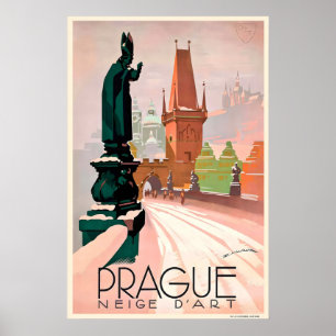 Poster Cartaz de Viagem Vintage de Praga Tcheco