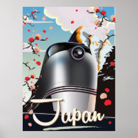 Cartaz de viagem vintage de trem Japão.