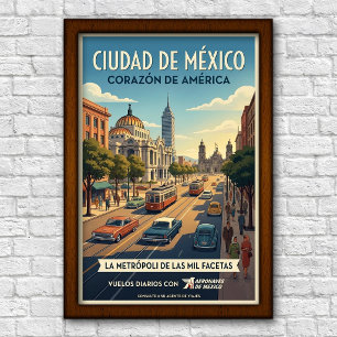 Poster Cartaz de Viagem Vintage Década de 1960 Cidade do