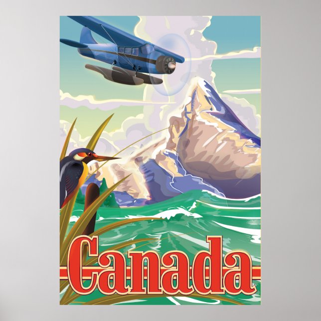 Poster cartaz de viagem vintage do Canadá (Frente)
