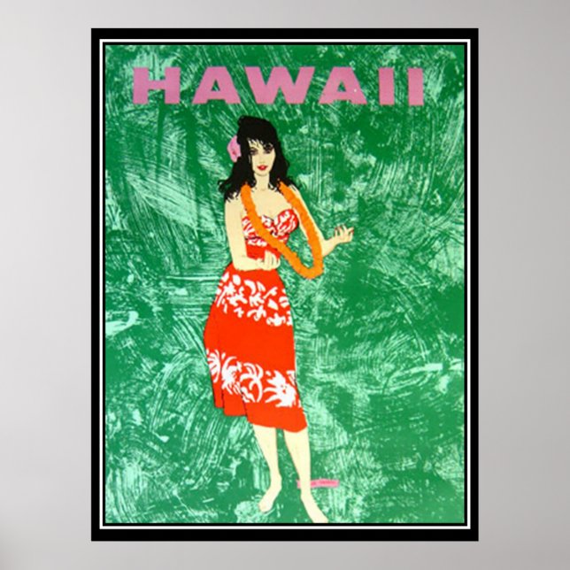 Poster Cartaz de viagem vintage do Havaí (Frente)