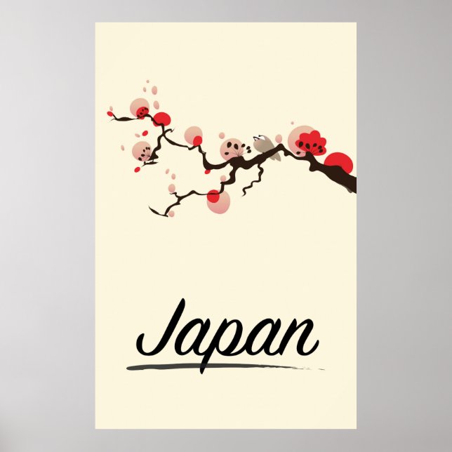 Póster Cartaz de viagem vintage do Japão. (Frente)