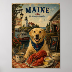 Poster Cartaz de Viagem Vintage do Labrador Retriever no 