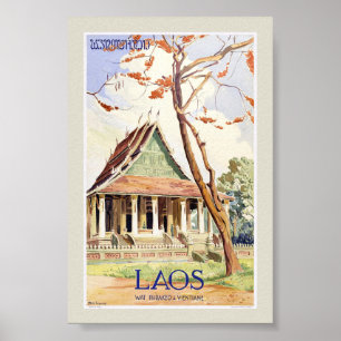 Poster Cartaz de Viagem Vintage do Laos