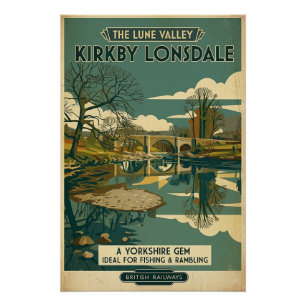 Póster Cartaz de Viagem Vintage do Vale de Lune em Kirkby