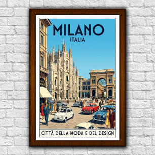 Poster Cartaz de Viagem Vintage dos anos 60 Milão, Itália