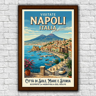 Poster Cartaz de Viagem Vintage dos anos 60, Nápoles, Itá