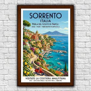 Poster Cartaz de Viagem Vintage dos anos 60 Sorrento, Itá