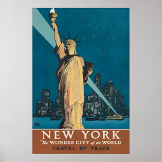 Poster Cartaz de Viagem Vintage Estátua da Liberdade Nova