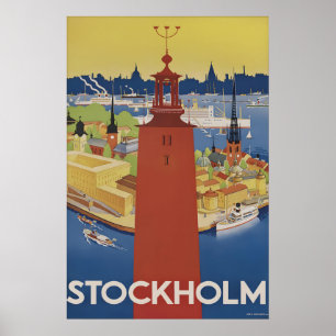 Poster Cartaz de Viagem Vintage Estocolmo Suécia