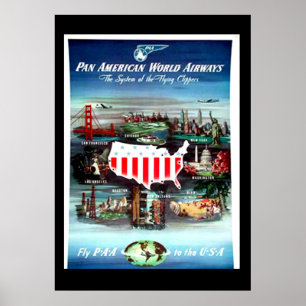Poster Cartaz de viagem vintage EUA