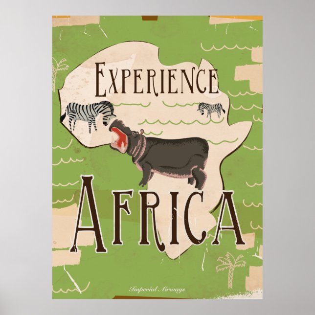 Póster Cartaz de Viagem Vintage Experiência África (Frente)