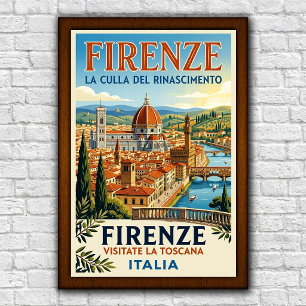 Poster Cartaz de Viagem Vintage Florença, Itália, Anos 60
