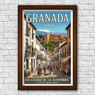 Poster Cartaz de Viagem Vintage Granada, Espanha, anos 60