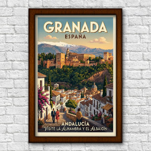 Poster Cartaz de Viagem Vintage Granada, Espanha, anos 60